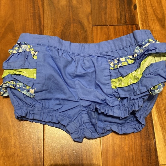 Girl’s Size 12-18 Months Ruffle Bummies Bundle of 2: Blue/Green & Navy Polkadot - Picture 3 of 7